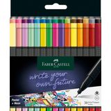 Faber-Castell Grip Finepen İnce Keçe Uçlu Kalem Seti, 30’lu, Pastel ve Neon Renkler, 0.4 mm Hassas Uç, Metal Destekli, Ergonomik Üçgen Gövde
