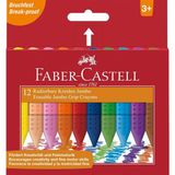 Faber-Castell Grip Jumbo 12'li Parlak Renkli Mum Boya, Karton Kutuda, 3-6 Yaş Çocuklar İçin Ergonomik Üçgen Tasarım