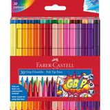 Faber-Castell Grip Keçeli Kalem, 30 Renk,ergonomik Üçgen Şekil,canlı Renkler