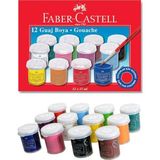 Faber-Castell Guaj Boya 12 Renk x 15 ml Su Bazlı Şişe 1 Paket Faber Guaj Boya Seti Şişe Içerisinde 12 Li Okul Hobi - Karışık-Çok Renkli