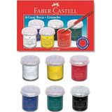 Faber-Castell Guaj Boya 6 Renk x 15 ml Su Bazlı Şişe 1 Paket Faber Guaj Boya Seti Şişe Içerisinde 6 Lı Okul Hobi - Renkli
