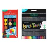 Faber Castell Hobi Ve Boyama Seti Black Edition 24'Lü Kuru Boya Ve 21 Renk Büyük Sulu Boya