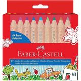 Faber-Castell Jumbo Boya Kalem Seti 12 Canlı Renk Ergonomik ve Yumuşak Doku