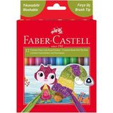 Faber-Castell Jumbo Keçeli Kalem 12 Renk 1 Paket Fırça Uçlu 12 Li Keçeli Kalem Yıkanabilir Jumbo Canlı Renkler - Renkli - Standart
