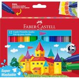 Faber-Castell Jumbo Keçeli Kalem Seti, 12 Renk, Geniş Yuvarlak Uç, Yıkanabilir Su Bazlı Mürekkep, Baskıya Dayanıklı Uç