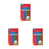Faber-Castell Jumbo Kuru Boya Kalemi, 12 Renk, Çocuklar İçin Eğlenceli ve Kolay Tutuş, Ergonomik Üçgen ve Kalın Gövde, Kırılmaya Karşı Dirençli Özel Yapıştırma Sistemi 3lü paket