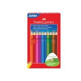 Faber-Castell Jumbo Kuru Boya Kalemi, 12 Renk, Çocuklar İçin Eğlenceli ve Kolay Tutuş, Ergonomik Üçgen ve Kalın Gövde, Kırılmaya Karşı Dirençli Özel Yapıştırma Sistemi
