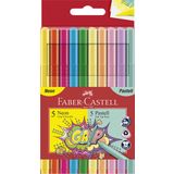 Faber Castell Keçeli Kalem,Neon,Pastel 10'lu,Ergonomik Üçgen Şekil,Canlı Renkler