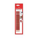 Faber-Castell Kırmızı Kopya Boya Kalem 4lü FSC Ergonomik Tasarım ile Çocuklar İçin Dayanıklı Kalemler