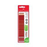 Faber Castell Kırmızı Kopya Kalemi 8'li Set + Silgi ve Kalemtraş Hediyeli – Dayanıklı Uçlu, PVC İçermez