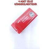 Faber-Castell Kırmızı Renk 4 Adet Küçük Boy Okul Silgisi Pratik Kullanım İçin Tasarlandı