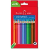 Faber-Castell Kuru Boya Jumbo Tam Boy 12 Renk 1 Paket Karton Kutu Jumbo Kuru Boya Kalemi 12 Li Canlı Renkler Boya Kalemleri - Renkli - Standart