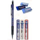 Faber-Castell L 1347 Versatil Kalem 0.7 Mavi + 120'LI 0.7 Uç 3 Adet + 3 Adet Sınav Silgisi Dust-Free Mavi