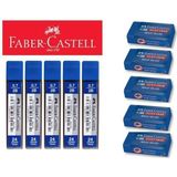 Faber-Castell L 5 Adet Sınav Silgisi ve 5 0.7 Uç Seti Mavi Renkli Kalemler İçin