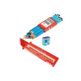 Faber-Castell Mercanlı Kurşun Kalem 12'li, Kırmızı Kopya Kalemi 12'li, Adel 685 Kalemtıraş Seti