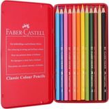 Faber-Castell Metal Kutu Uzun Kuru Boya Kalemi Kuruboya 12’li - Renkli
