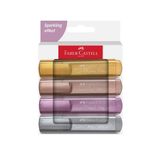 Faber Castell Metalik 4'lü Karton Kutu Fosforlu Kalem Seti, Şık ve Parlak Renkler