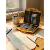 Faber-Castell Metalik Boyama Çantası 12 Adet Üçgen Boya Kalemi ve 12 Adet Pastel Boya
