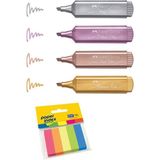 Faber-Castell Metalik Fosforlu Kalem 4'lü + Kraf Ayraç 5'li