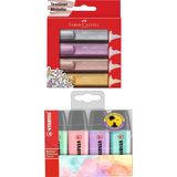 Faber-Castell Metalik Fosforlu + Stabilo Boss Pastel Fosforlu Kalem Seti