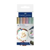 Faber Castell Metalik Markör Kalem 6'lı Set,Çok Yüzeyli Kullanım, Su Bazlı