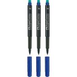 Faber Castell Multimark 1525 M 1.0 mm Mavi 3 Adet Renkli Asetat Kalemi