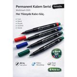 Faber Castell Multimark 1525 Permanent Markör 4'lü Set M Uç Cam CD Plastik Metal Yazım Kalemi