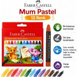 Faber-Castell Mum Pastel Boya 12 Renk Çocuklar Için Krayon Boya Kalemi Ele Bulaşmaz Okul Resim Boyama Seti