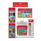 Faber Castell Öğrenci 4'lü Boyama Seti, Kuru Boya, Sulu Boya, Pastel Boya, Keçeli Kalem