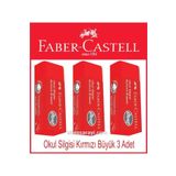Faber Castell Okul Silgisi Kırmızı Büyük 3 Adet