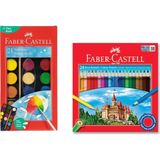 Faber Castell Okul ve Aktivite Boya Seti 24'lü Kuru Boya ve 21'li Büyük Boy Sulu Boya Ikisi Bir Arada - Çok Renkli - Standart