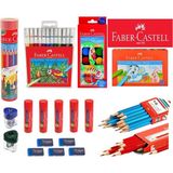 Faber-Castell Okul ve Öğrenci Boya Kırtasiye Seti 1 Adet Çok Renkli Desenli Kapaklı Çeşitli Boyutlar