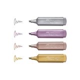 Faber Castell-Orjinal Kutulu 4 Metalik Renkli Fosforlu Kalem Seti