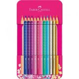 Faber-Castell Parlak Renkler Metal Kutu Pembe Kuru Boya 12li