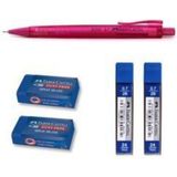 Faber-Castell Pembe 0.7 mm Uçlu Mekanik Kurşun Kalem Seti + 2 Sınav Silgisi + 2 Uç