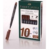 Faber-Castell Permanent Asetat ve Cam Kalemi M Uç (1.0 Mm) Kahverengi - 10 Adet Toptan Paket