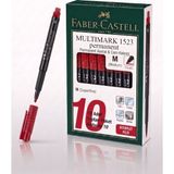 Faber-Castell Permanent Asetat ve Cam Kalemi M Uç (1.0 Mm) Kırmızı - 10 Adet Toptan Paket