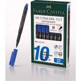 Faber-Castell Permanent Asetat ve Cam Kalemi M Uç (1.0 Mm) Mavi - 10 Adet Toptan Paket