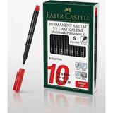 Faber-Castell Permanent Asetat ve Cam Kalemi S Uç (0.4 Mm) Kırmızı - 10 Adet Toptan Paket