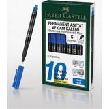 Faber-Castell Permanent Asetat ve Cam Kalemi S Uç (0.4 Mm) Mavi - 10 Adet Toptan Paket