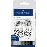Faber Castell Pitt Artist Pen Kaligrafi Seti 8’Li, Siyah Gri Tonları, 4 Uç Tipi (B, S, 1.5), Kalemtr