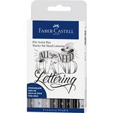 Faber-Castell Pitt Artist Pen Kaligrafi Seti 8’li, Siyah Gri Tonları, 4 Uç Tipi (B, S, 1.5), Kalemtraş ve B Derece Kurşun Kalem Hediyeli