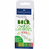 Faber Castell Pitt Artist Pens 6 Renk Yeşil Tonlar Kaligrafi Seti