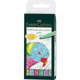Faber Castell Pitt Çizim Kalemi Fırça Uçlu 6'lı Pastel Renk Seti, Suya Dayanıklı Mürekkep