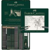 Faber-Castell Pitt Grafit Sanat Seti,Siyah,19 Parça,Kömür Kalem ve Aksesuarlarla,Gölgelendirme ve Eskiz İçin İdeal