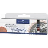 Faber-Castell Pitt Kaligrafi Çizim Kalemi Seti 4’lü, 2 mm Kesik Uç, Kalıcı Hint Mürekkebi, Solmaya Dayanıklı, 4 Renk