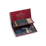Faber-Castell Pitt Koleksiyonu Karakalem Eskiz Çizim Resim Seti Ahşap Kutulu Tam Set