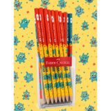 Faber Castell Pixel Beasts Desenli kurşun kalem 2B Kaliteli Yuvarlak Gövde 12 Adet ST12411