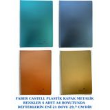Faber Castell Plastık Kapaklı Spırallı Defter Metalık Renkler A4 80 Yp. Cızgısız 4 Adet