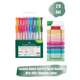 Faber Castell Renkli Yazı ve Vurgulama Seti 10’lu Tükenmez Kalem + 8’li Fosforlu Pastel Kalem